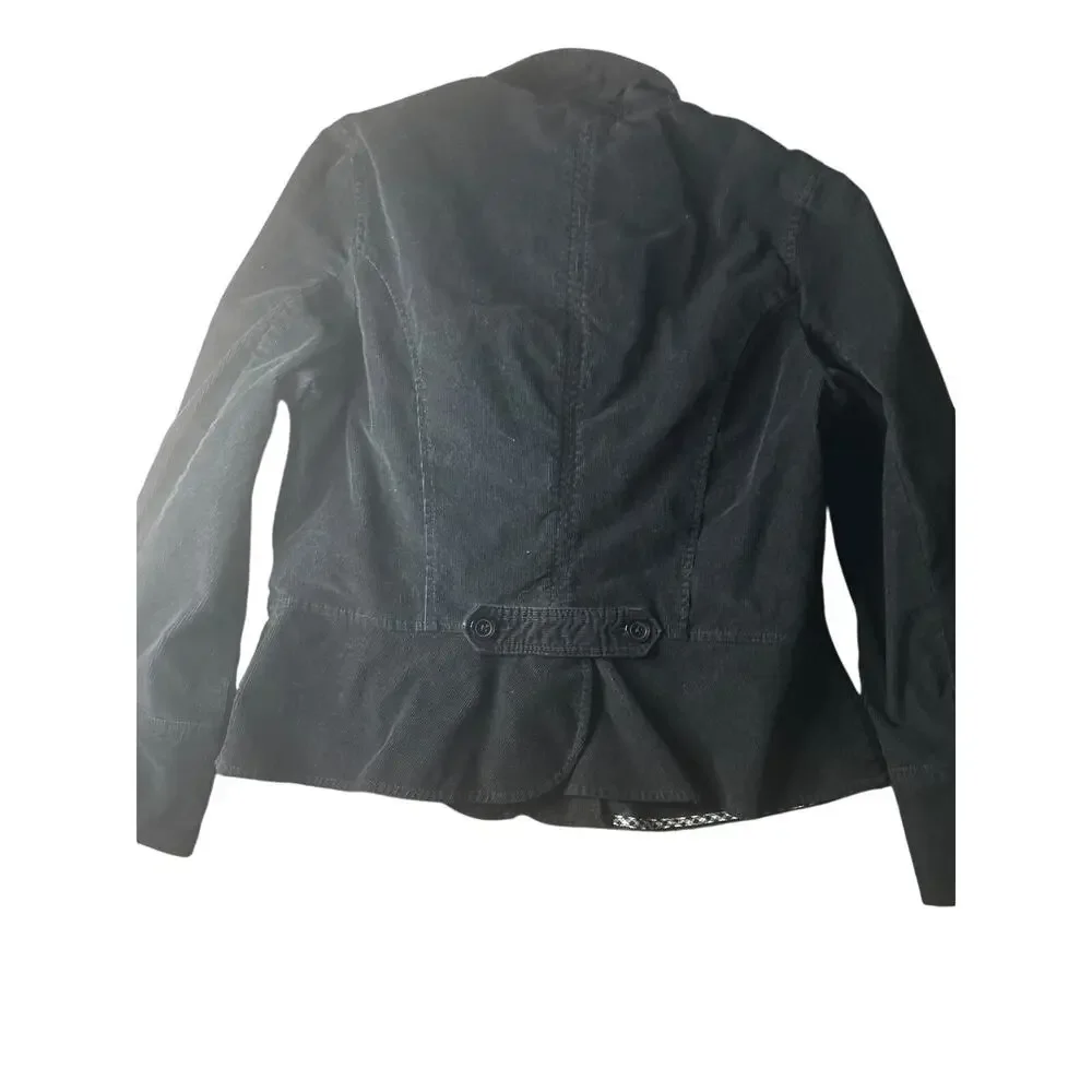 St Johns Bay Black Corduroy Stretch Fitted Blazer Gingham Trim XL Women's - Picture 7 of 9